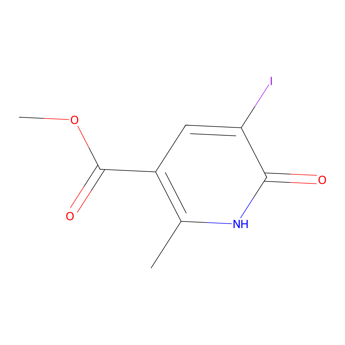 Methyl 6-hydroxy-5-iodo-2-methylnicotinate molecular structure, CAS 1710201-93-6