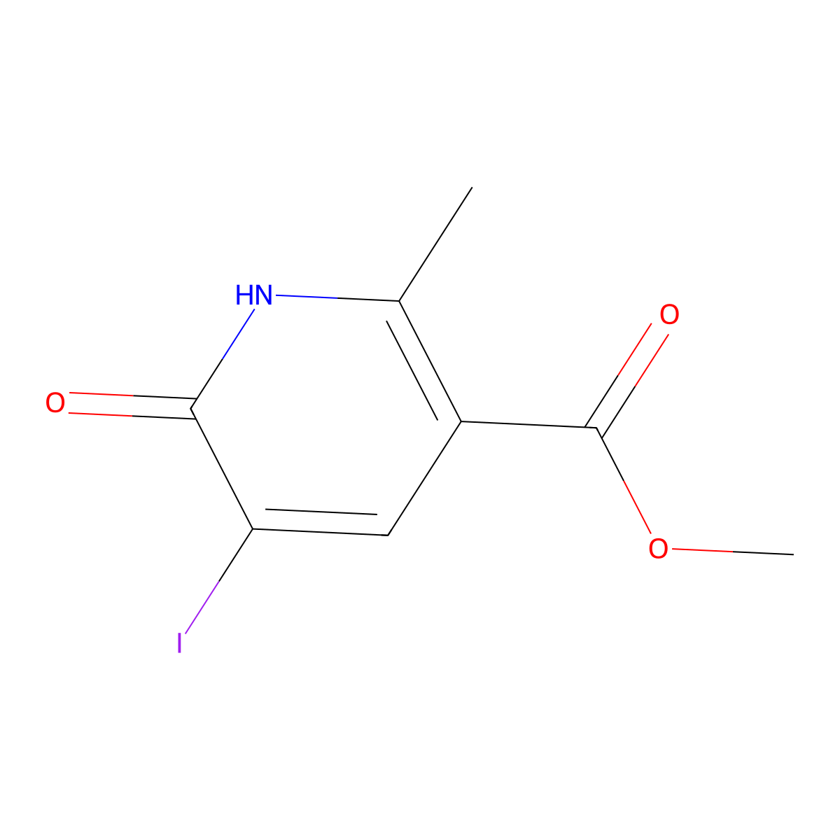 Methyl 6-hydroxy-5-iodo-2-methylnicotinate molecular structure, CAS 1710201-93-6