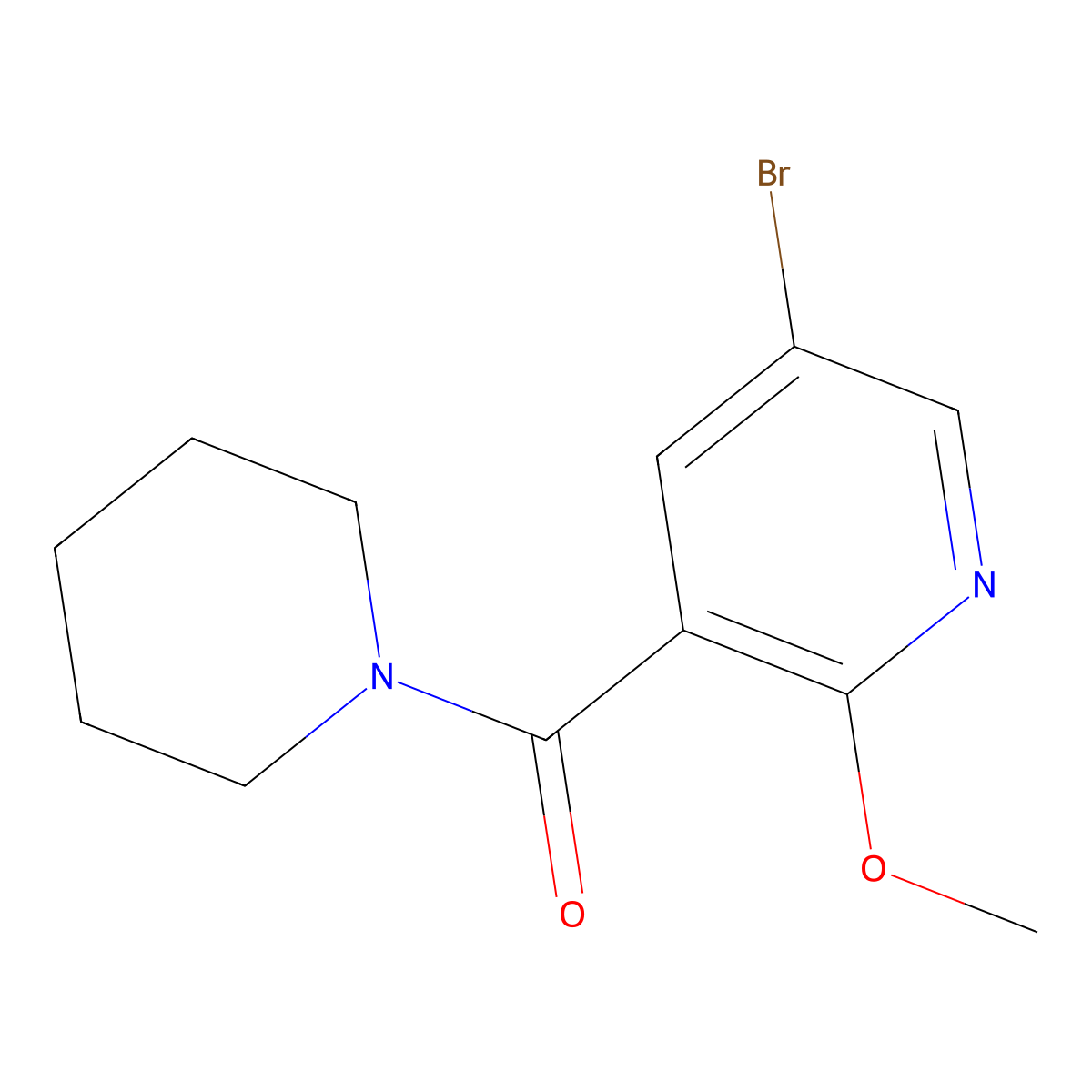 (5-Bromo-2-methoxypyridin-3-yl)(piperidin-1-yl)methanone molecular structure, CAS 1710202-06-4