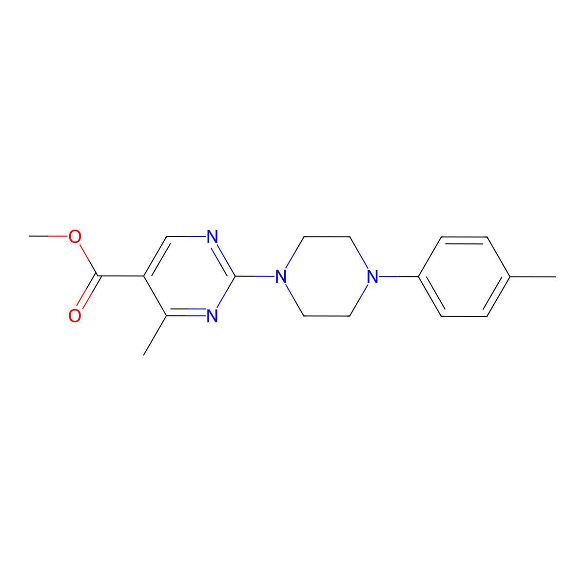 Methyl 4-methyl-2-[4-(4-methylphenyl)piperazin-1-yl]pyrimidine-5-carboxylate molecular structure, CAS 1710202-79-1
