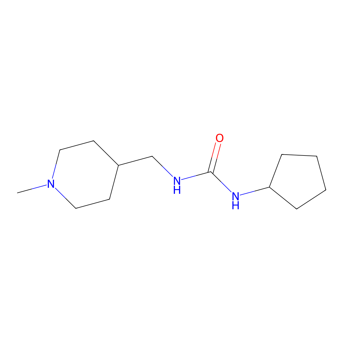 1-Cyclopentyl-3-((1-methylpiperidin-4-yl)methyl)urea molecular structure, CAS 1710248-85-3