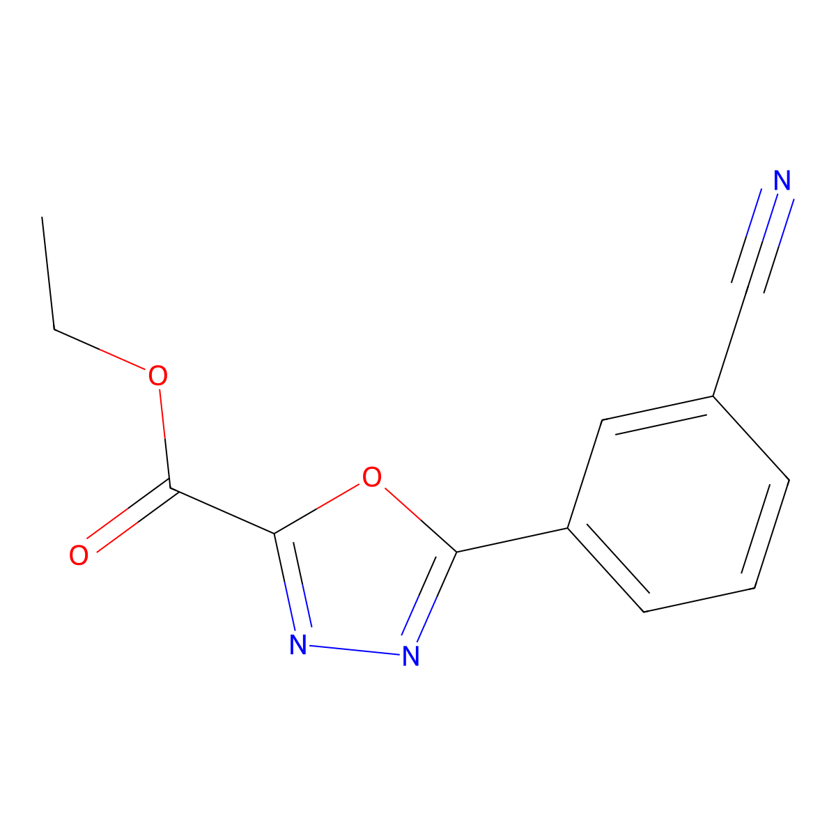 Ethyl 5-(3-cyanophenyl)-1,3,4-oxadiazole-2-carboxylate molecular structure, CAS 1710271-75-2