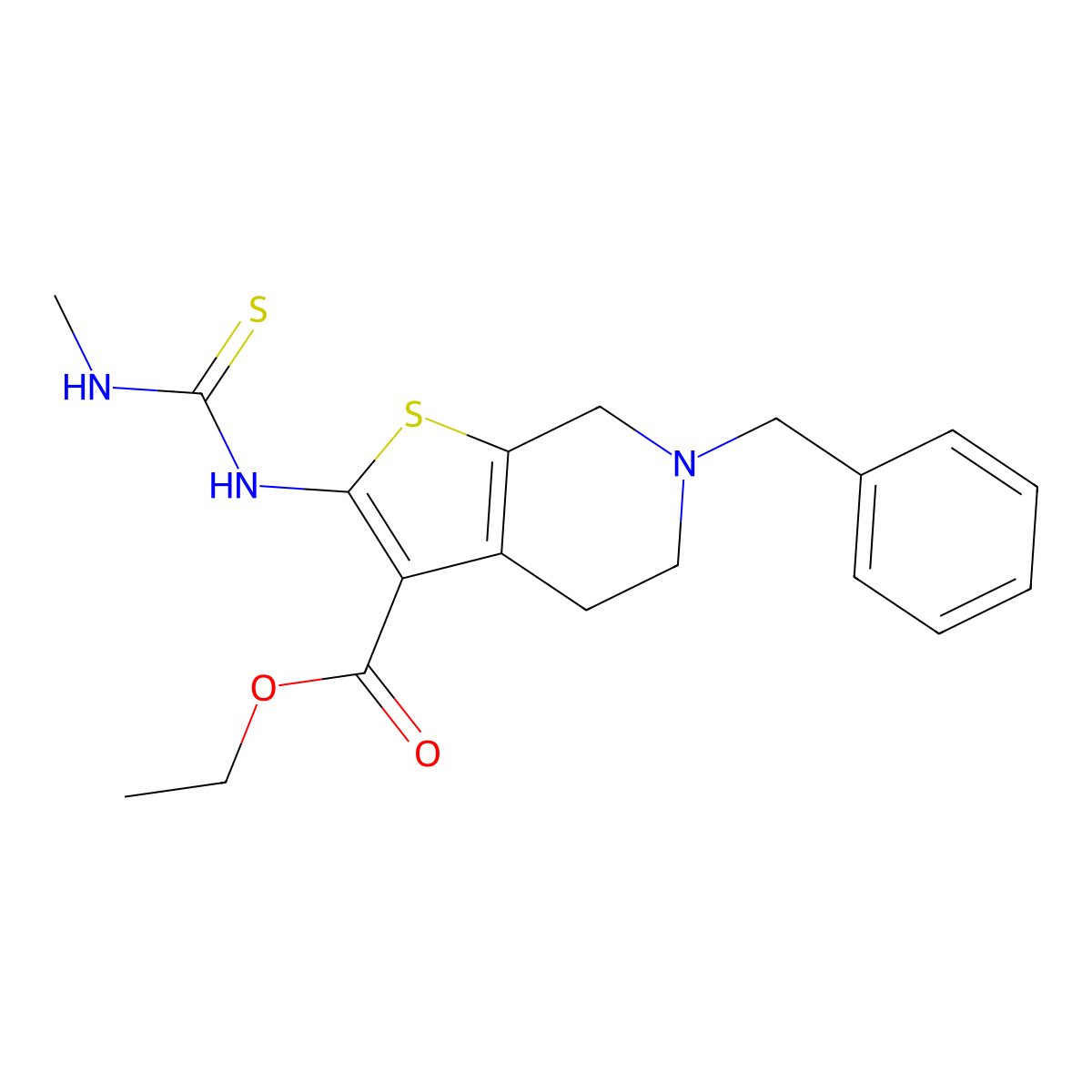 Ethyl 6-benzyl-2-(3-methylthioureido)-4,5,6,7-tetrahydrothieno[2,3-c]pyridine-3-carboxylate molecular structure, CAS 1710283-50-3