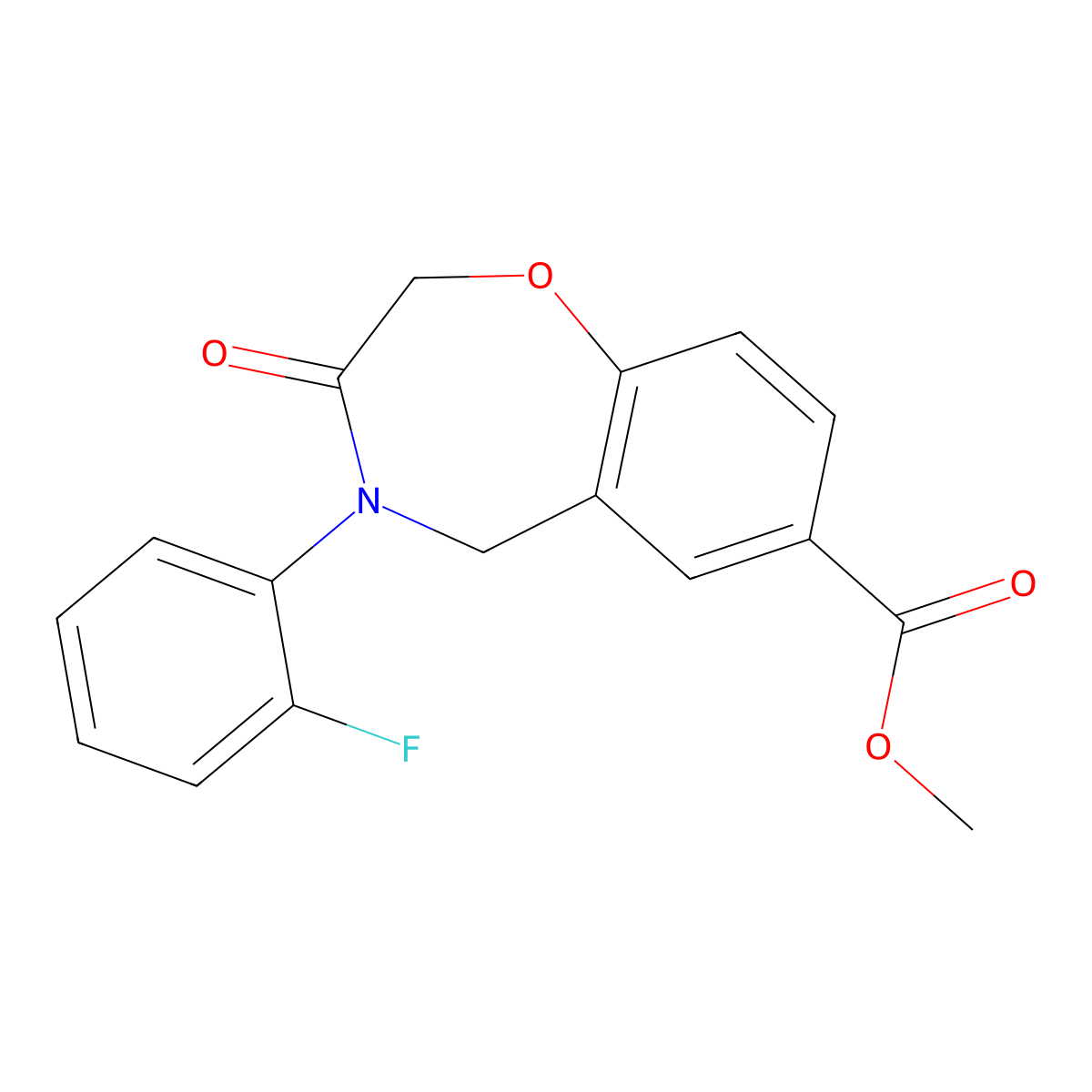 Methyl 4-(2-fluorophenyl)-3-oxo-2,3,4,5-tetrahydrobenzo[f][1,4]oxazepine-7-carboxylate molecular structure, CAS 1710292-82-2