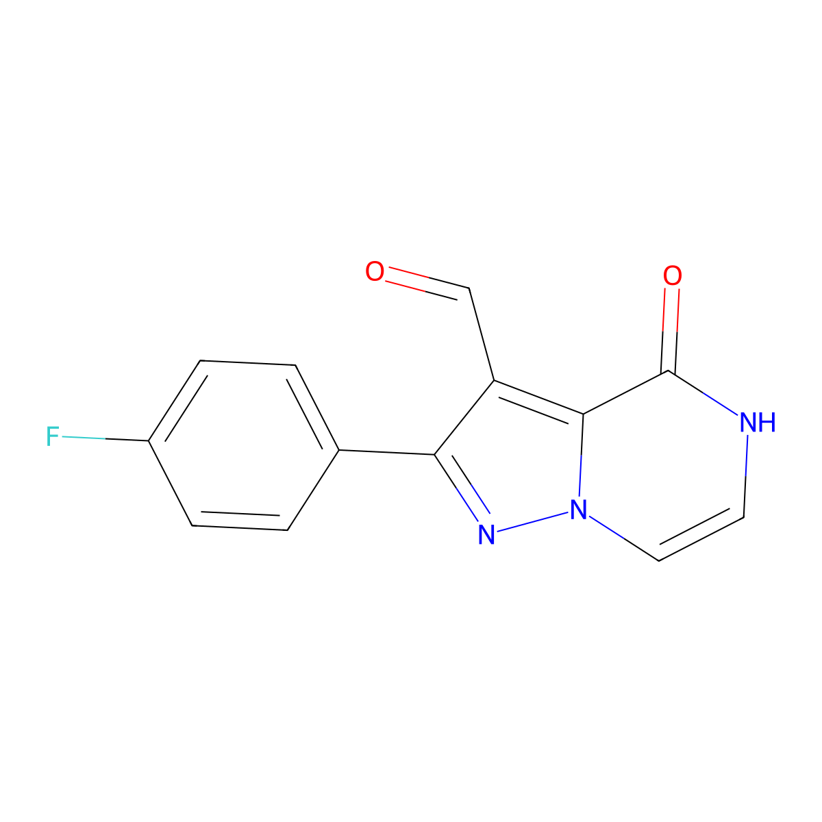 2-(4-Fluorophenyl)-4-oxo-4,5-dihydropyrazolo[1,5-a]pyrazine-3-carbaldehyde molecular structure, CAS 1710293-11-0