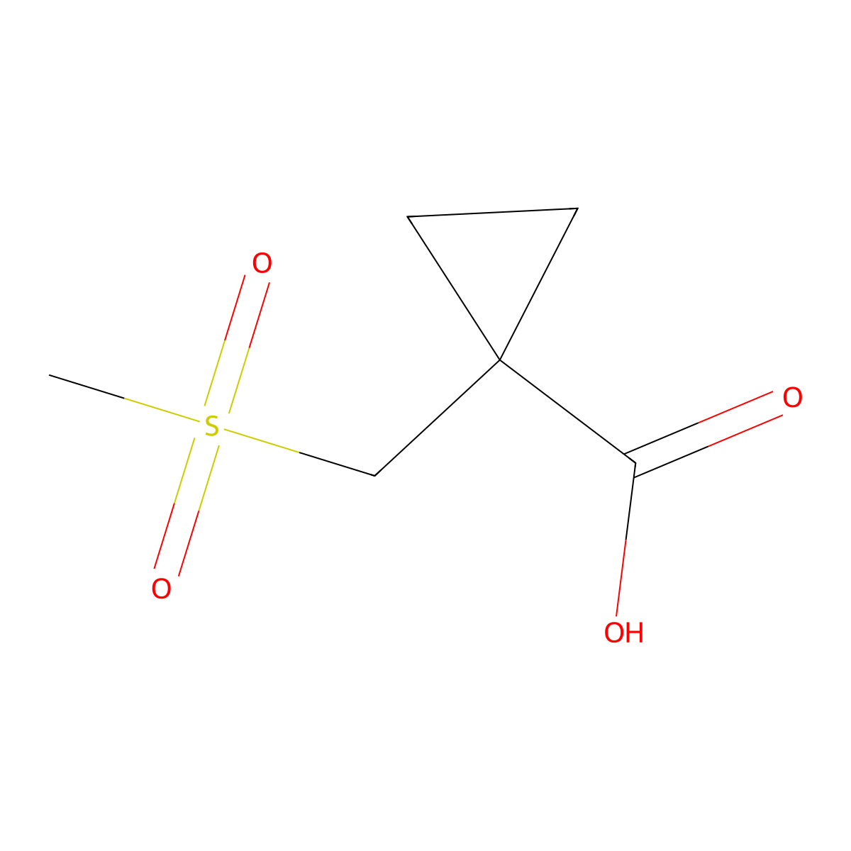 1-(Methanesulfonylmethyl)cyclopropane-1-carboxylic acid molecular structure, CAS 1710293-51-8