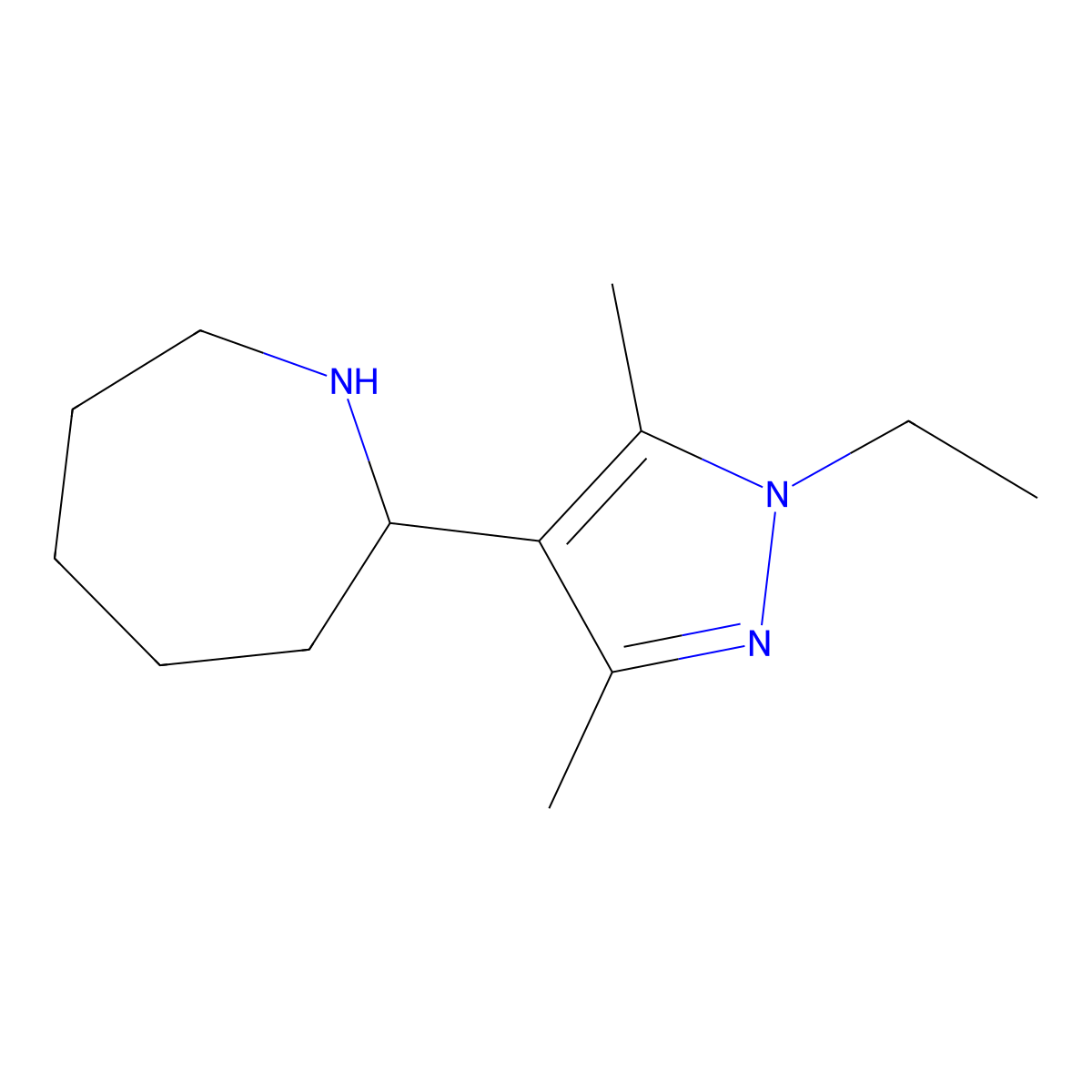 2-(1-Ethyl-3,5-dimethyl-1H-pyrazol-4-yl)azepane molecular structure, CAS 1710293-76-7