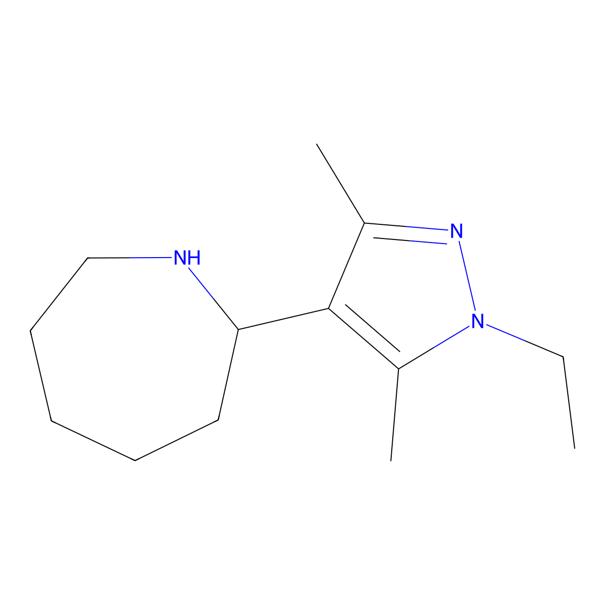 2-(1-Ethyl-3,5-dimethyl-1H-pyrazol-4-yl)azepane molecular structure, CAS 1710293-76-7
