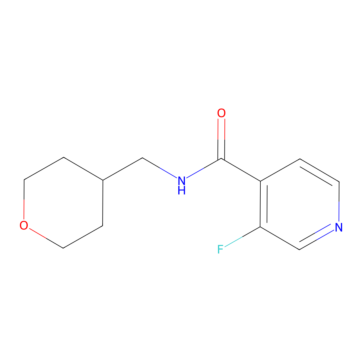 3-fluoro-N-[(oxan-4-yl)methyl]pyridine-4-carboxamide molecular structure, CAS 1710299-73-2