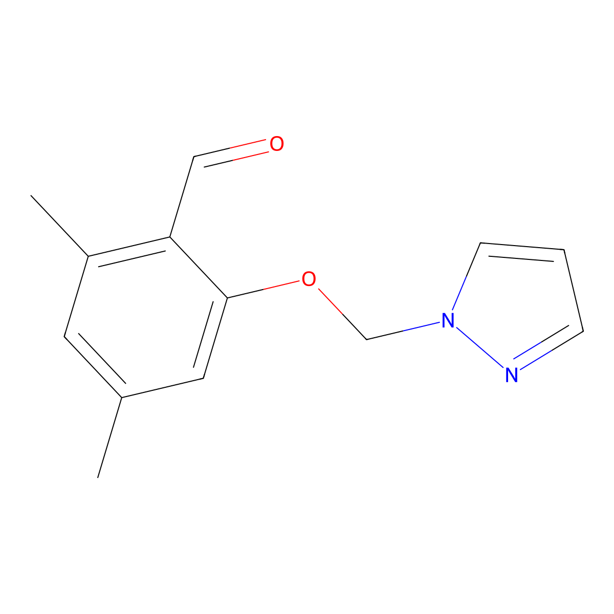 2-((1H-Pyrazol-1-yl)methoxy)-4,6-dimethylbenzaldehyde molecular structure, CAS 1710301-87-3