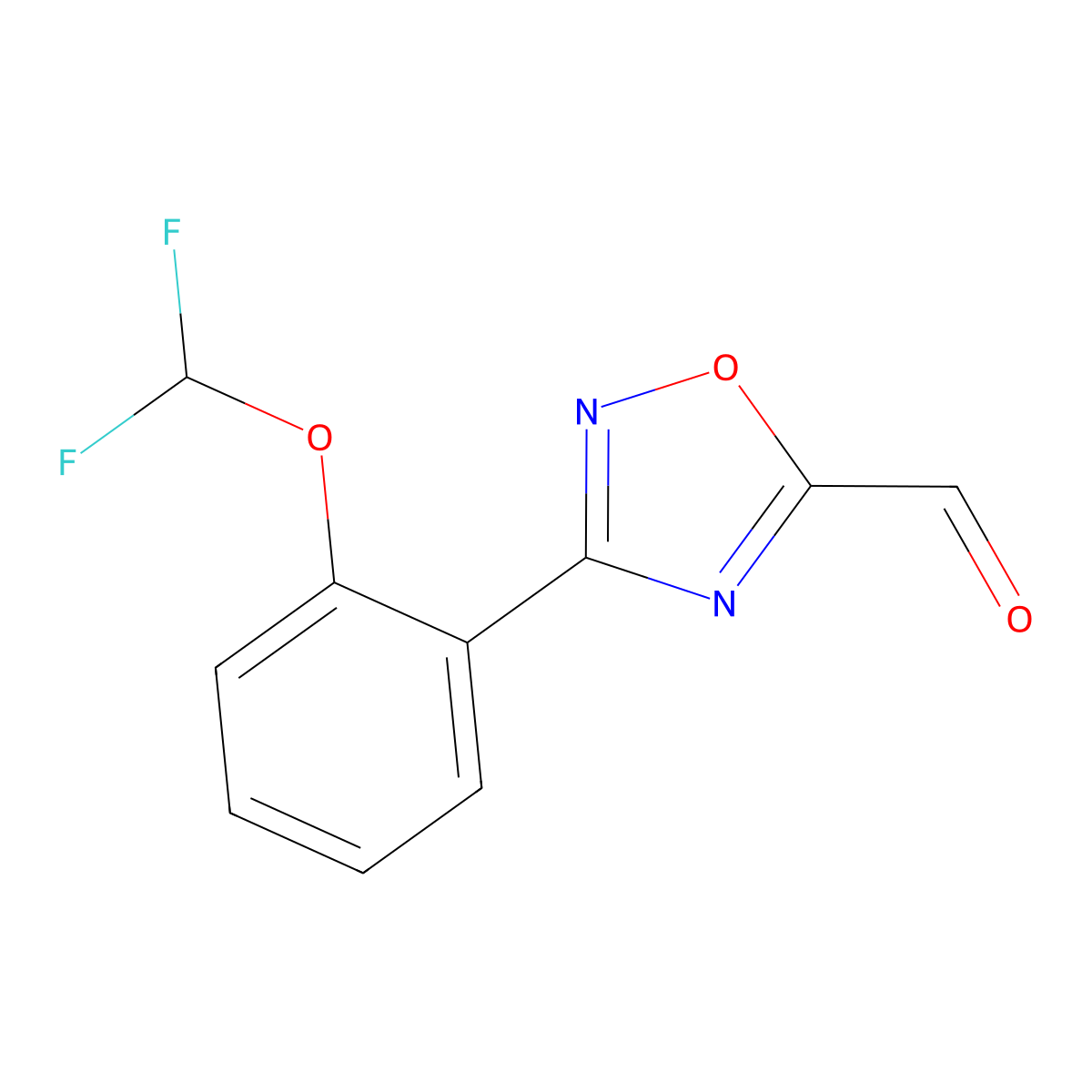 3-(2-(Difluoromethoxy)phenyl)-1,2,4-oxadiazole-5-carbaldehyde molecular structure, CAS 1710344-31-2