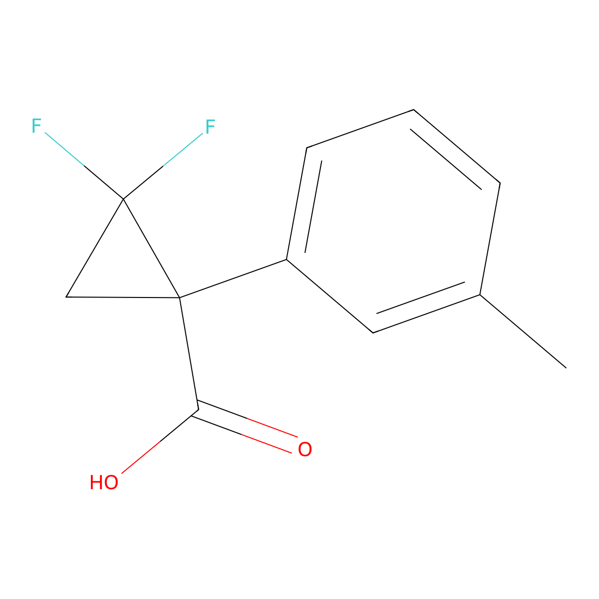 2,2-Difluoro-1-(3-methylphenyl)cyclopropane-1-carboxylic acid molecular structure, CAS 1710345-30-4