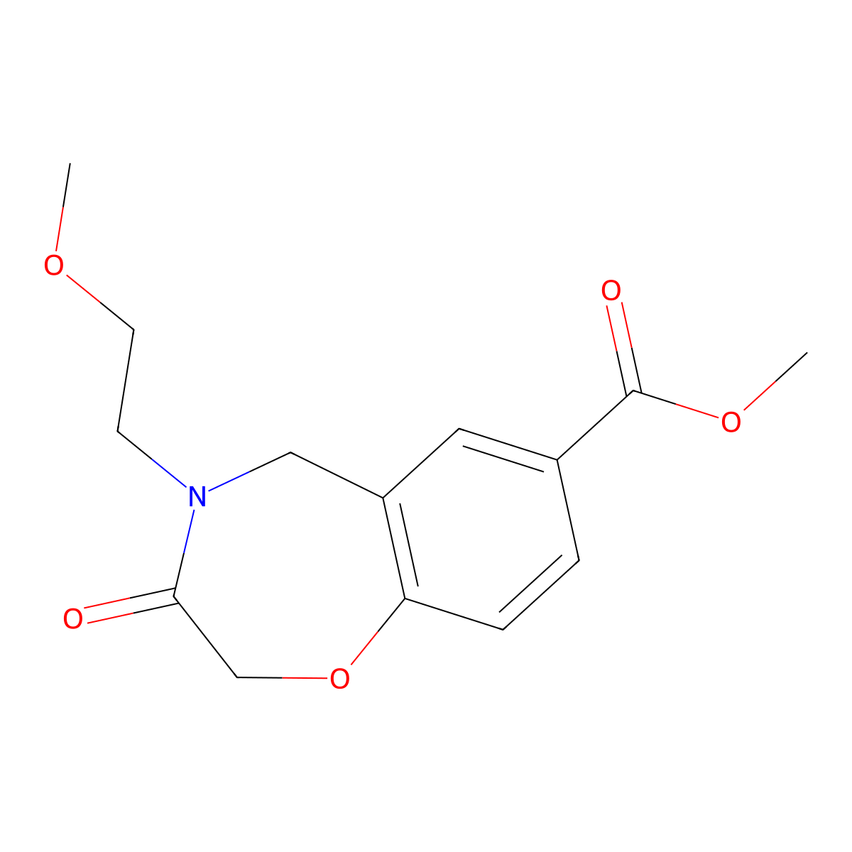 Methyl 4-(2-methoxyethyl)-3-oxo-2,3,4,5-tetrahydro-1,4-benzoxazepine-7-carboxylate molecular structure, CAS 1710471-68-3