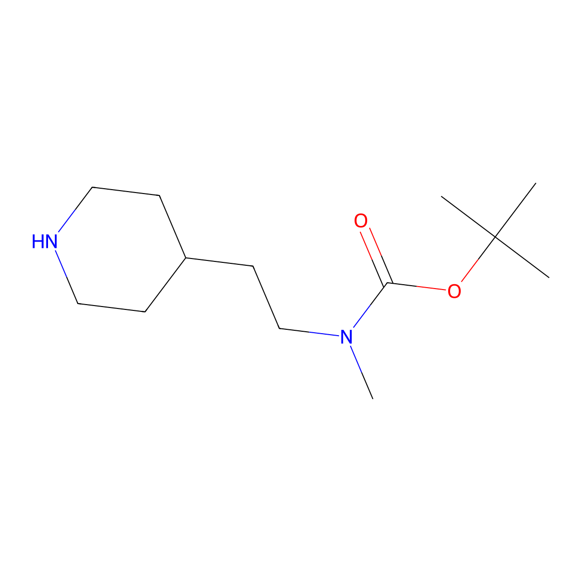 tert-butyl N-methyl-N-[2-(piperidin-4-yl)ethyl]carbamate molecular structure, CAS 171049-32-4