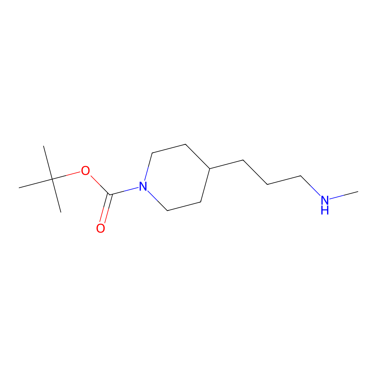 Tert-butyl 4-[3-(methylamino)propyl]piperidine-1-carboxylate molecular structure, CAS 171049-43-7