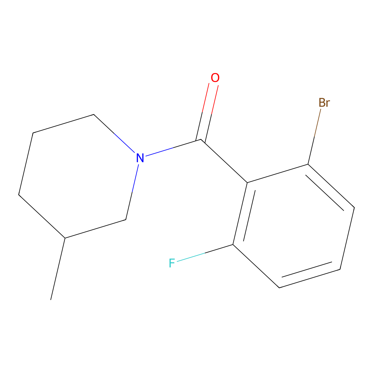 (2-Bromo-6-fluorophenyl)(3-methyl-1-piperidinyl)methanone molecular structure, CAS 1710496-17-5