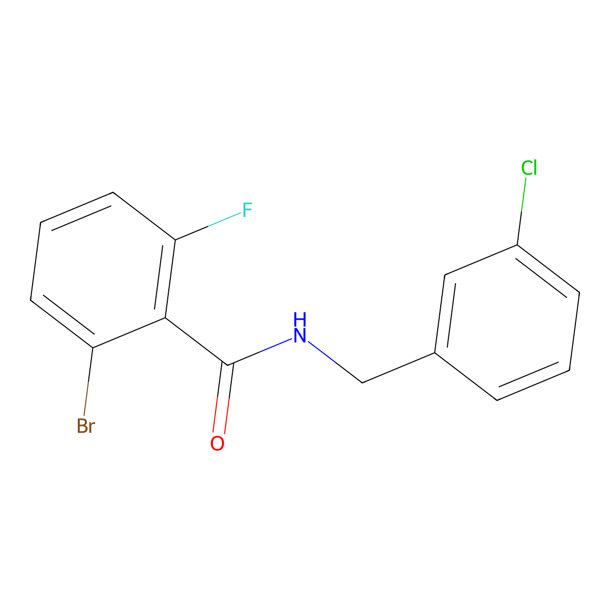 2-Bromo-N-[(3-chlorophenyl)methyl]-6-fluorobenzamide molecular structure, CAS 1710496-27-7