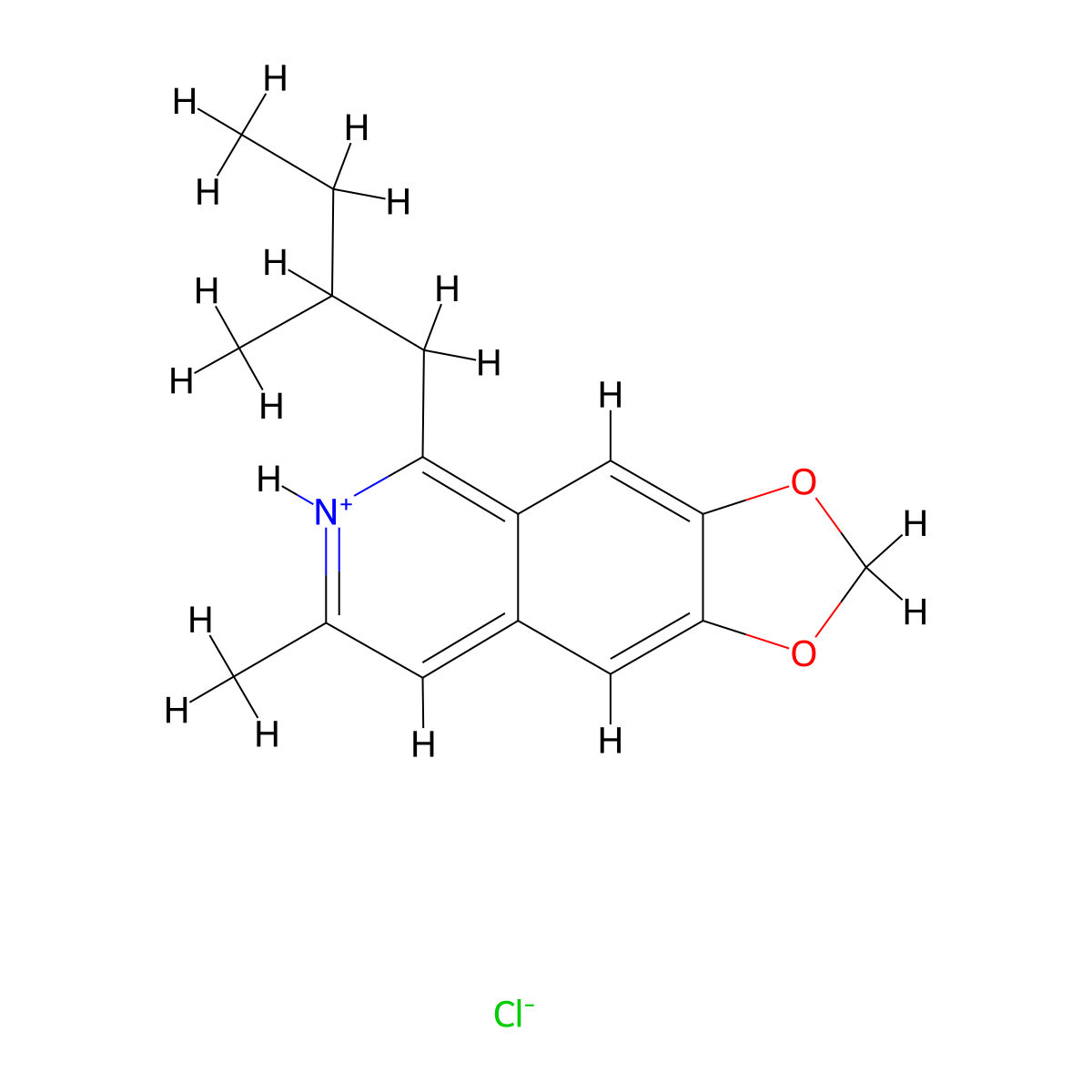 1,3-Dioxolo(4,5-g)isoquinoline, 7-methyl-5-(2-methylbutyl)-, hydrochloride molecular structure, CAS 17105-22-5