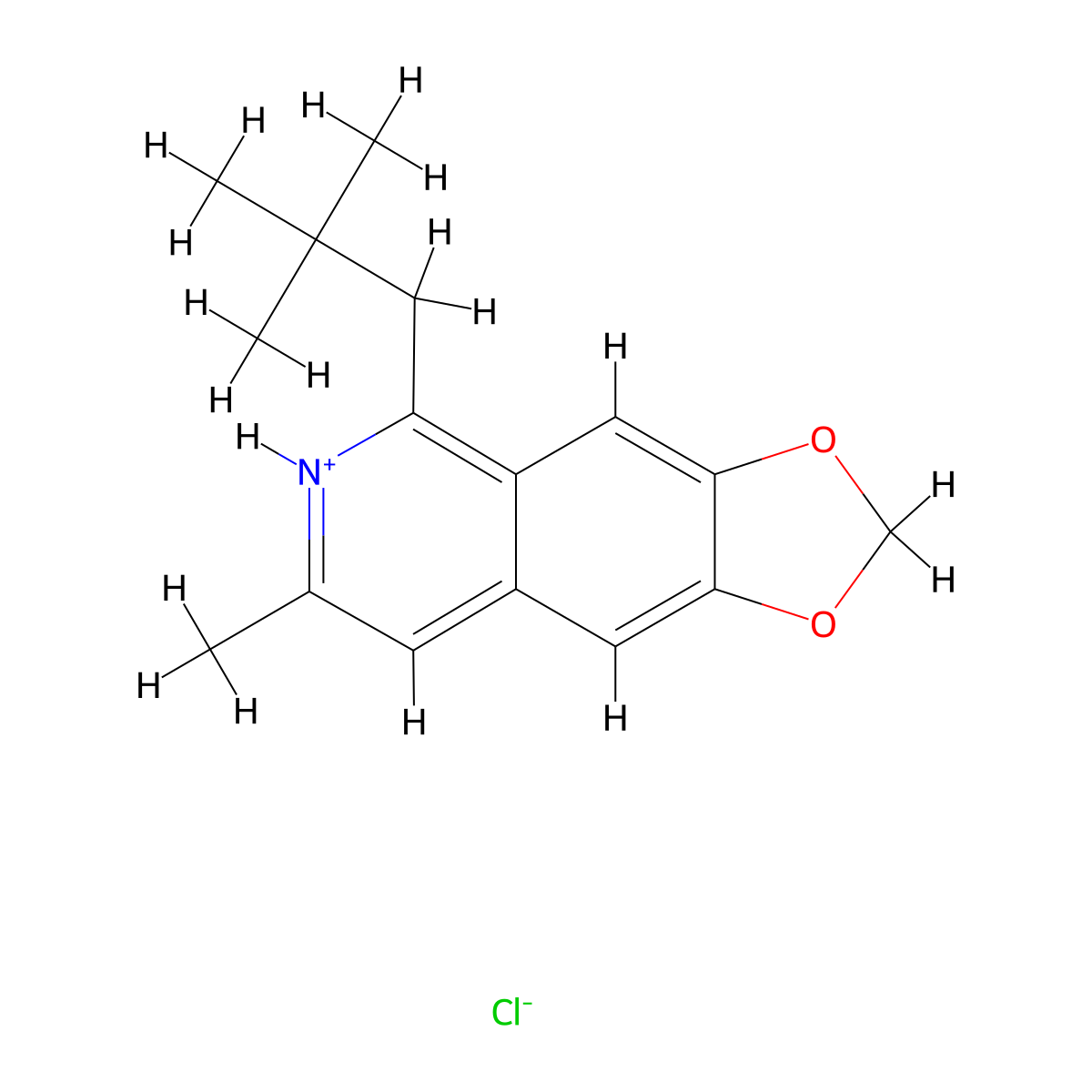 1,3-Dioxolo(4,5-g)isoquinoline, 7-methyl-5-neopentyl-, hydrochloride molecular structure, CAS 17105-28-1
