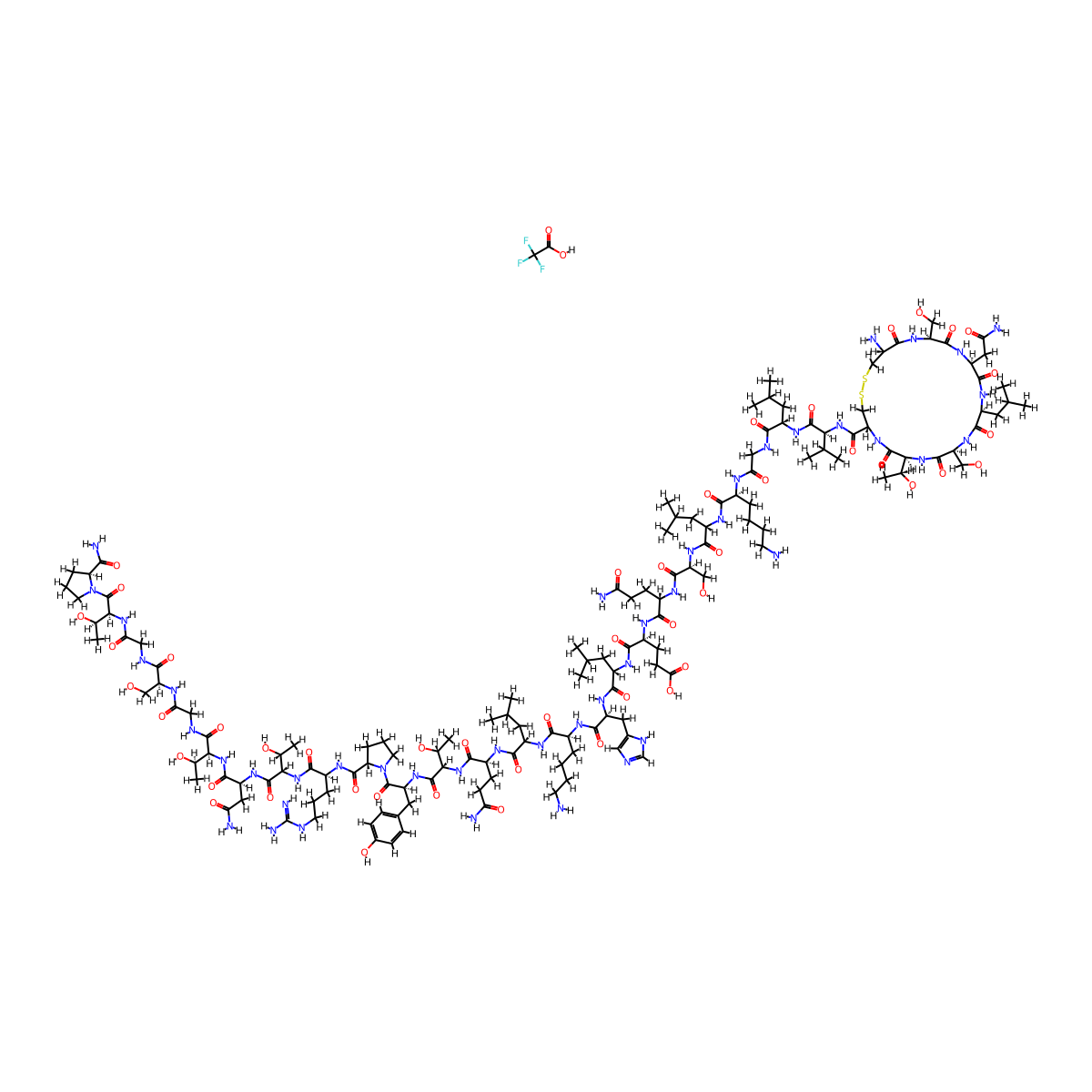 H-Cys(1)-Ser-Asn-Leu-Ser-Thr-Cys(1)-Val-Leu-Gly-Lys-Leu-Ser-Gln-Glu-Leu-His-Lys-Leu-Gln-Thr-Tyr-Pro-Arg-Thr-Asn-Thr-Gly-Ser-Gly-Thr-Pro-NH2.TFA molecular structure, CAS 171052-37-2