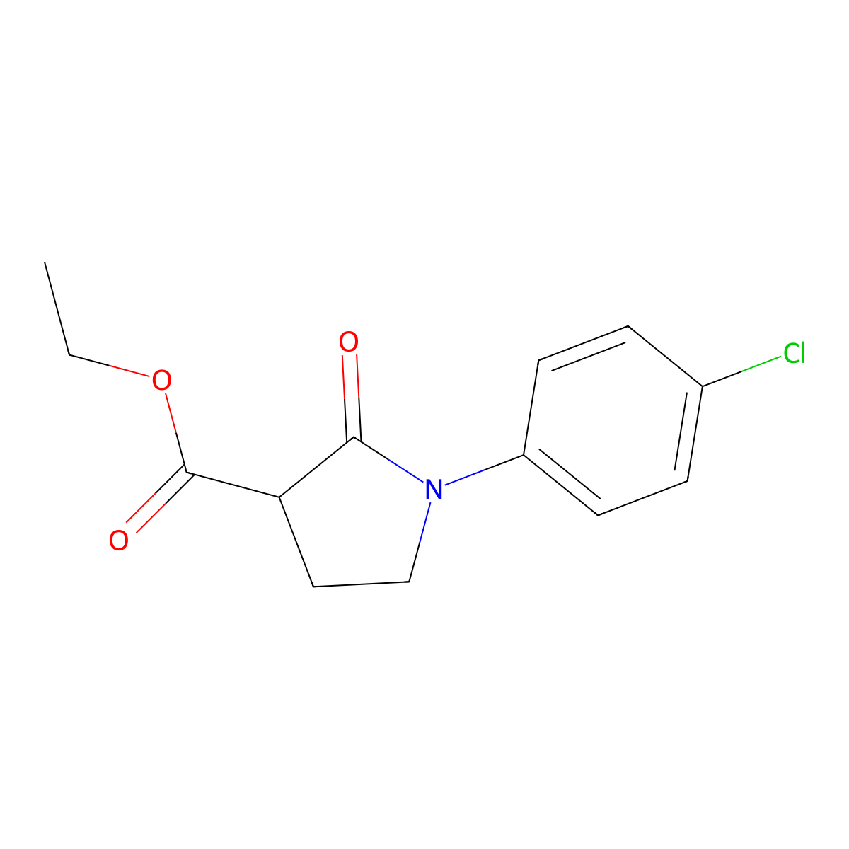 Ethyl 1-(4-chlorophenyl)-2-oxopyrrolidine-3-carboxylate molecular structure, CAS 171054-81-2