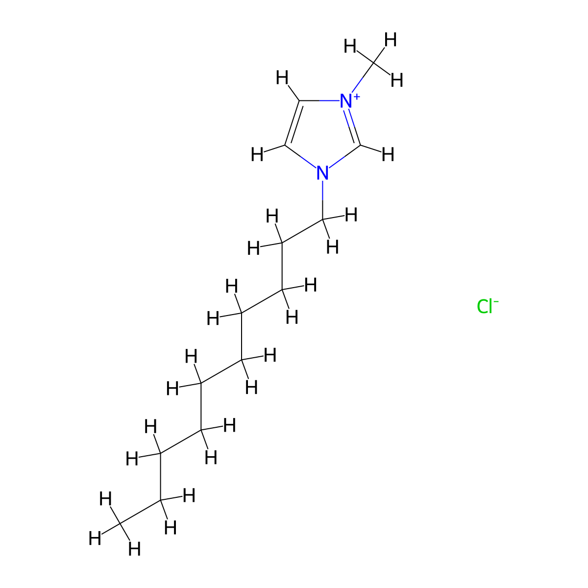 1-Decyl-3-methylimidazolium chloride molecular structure, CAS 171058-18-7