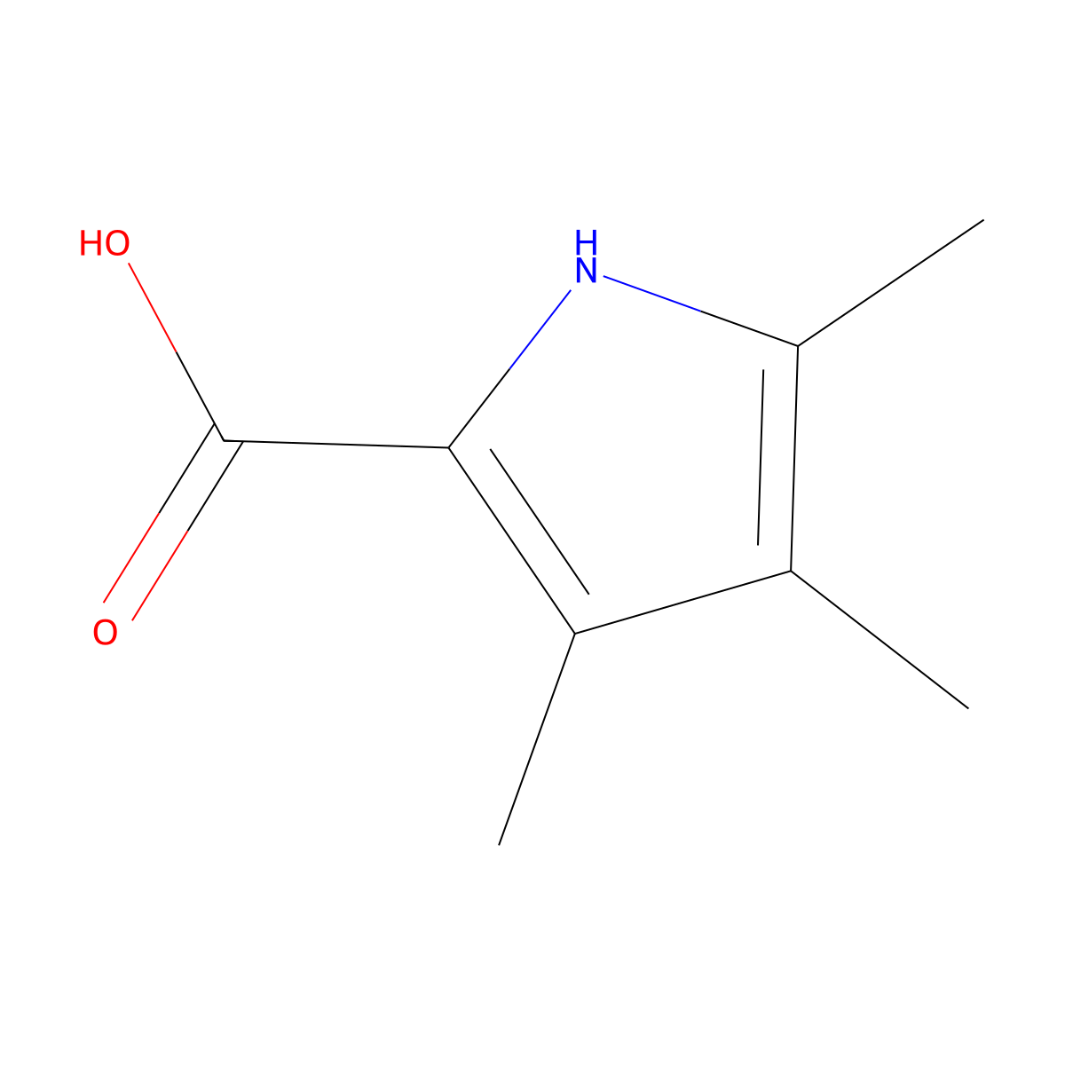 3,4,5-trimethyl-1H-pyrrole-2-carboxylic Acid molecular structure, CAS 17106-08-0