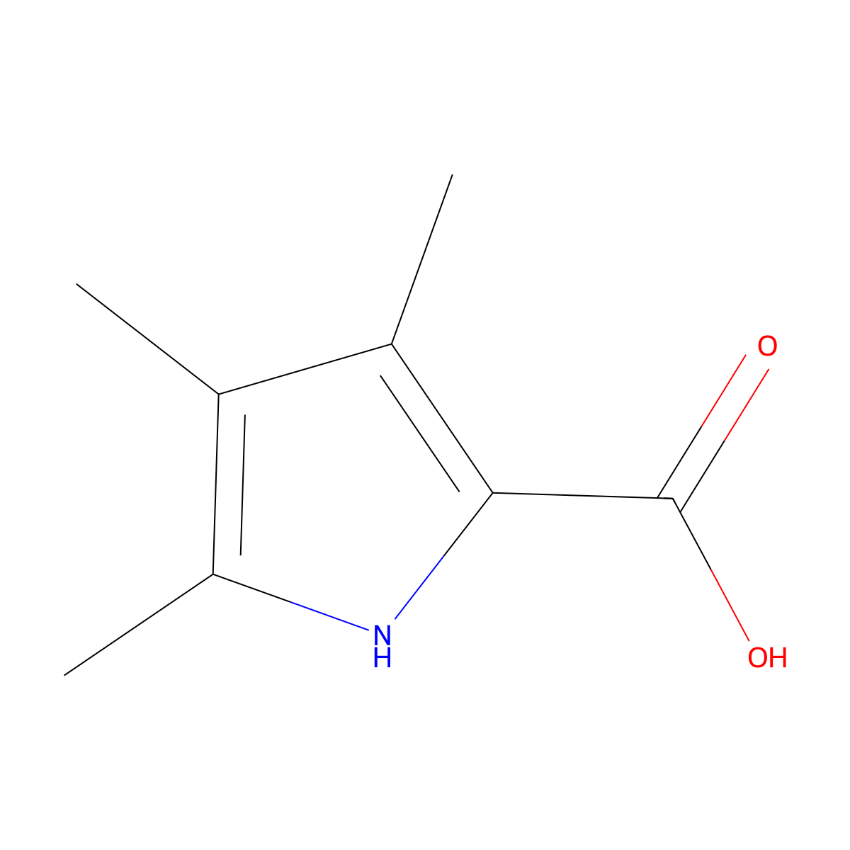 3,4,5-trimethyl-1H-pyrrole-2-carboxylic Acid molecular structure, CAS 17106-08-0