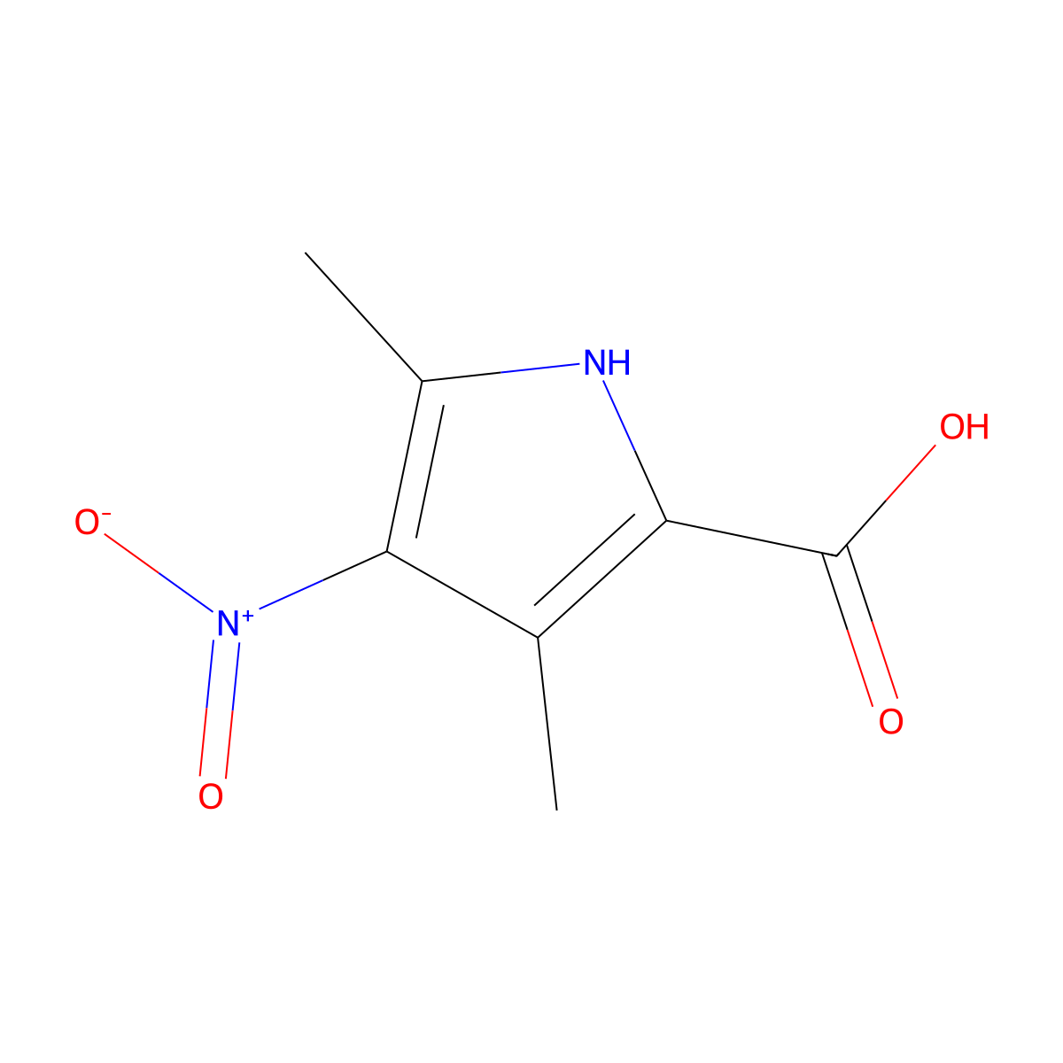 3,5-Dimethyl-4-nitro-1H-pyrrole-2-carboxylic acid molecular structure, CAS 17106-12-6