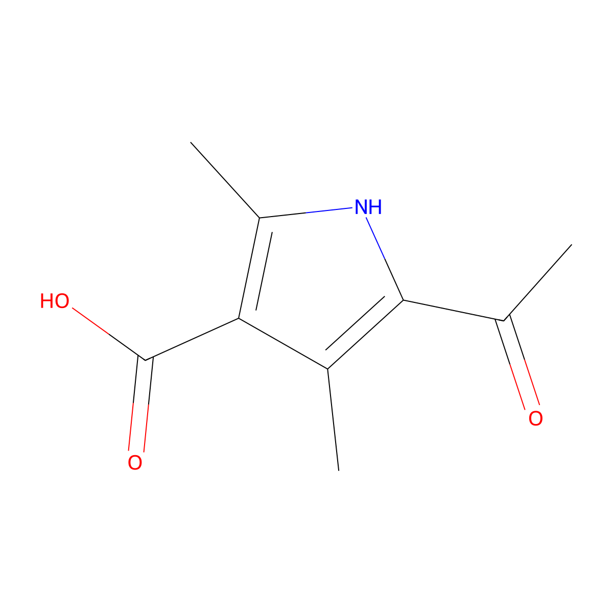 5-Acetyl-2,4-dimethyl-1H-pyrrole-3-carboxylic acid molecular structure, CAS 17106-15-9