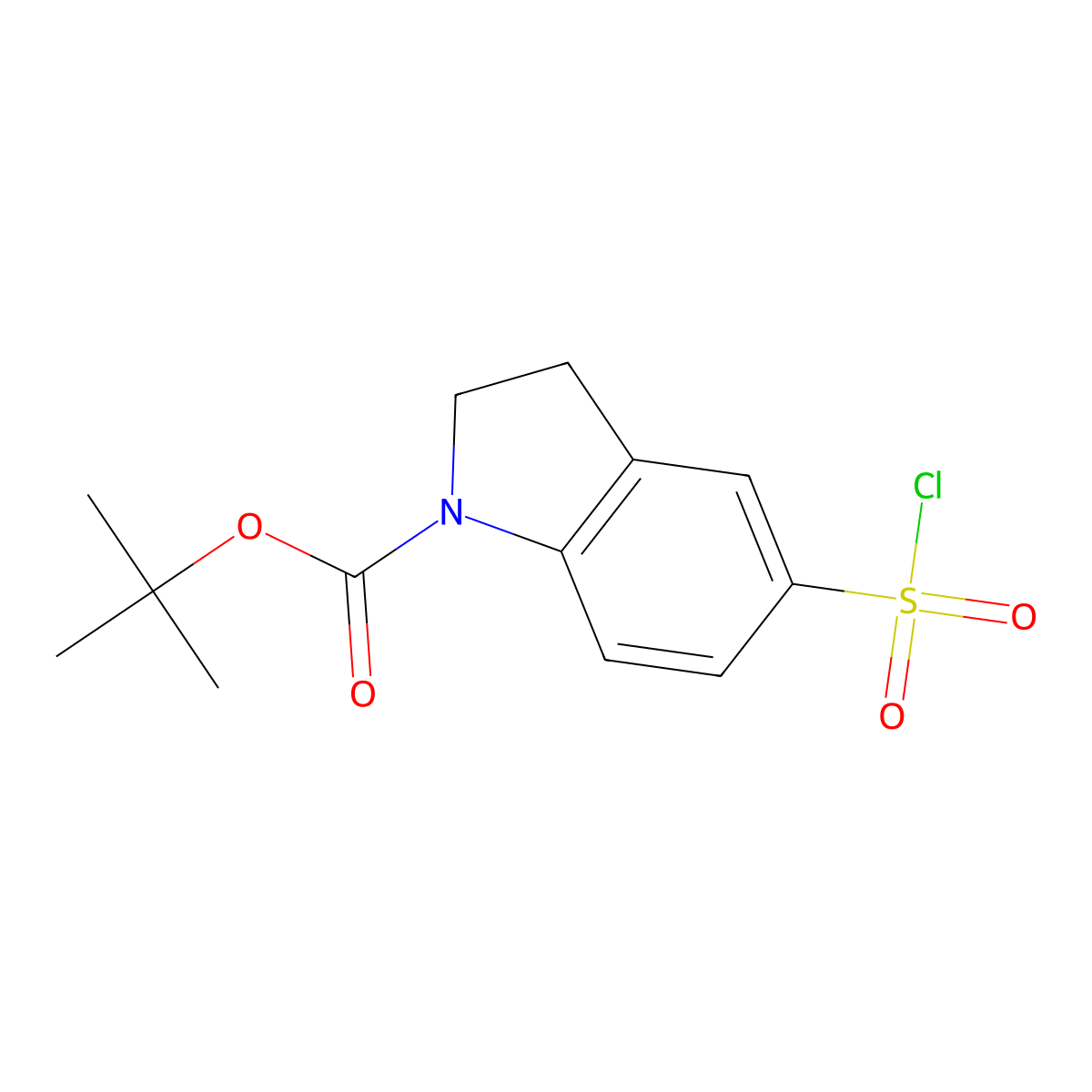 tert-butyl 5-(chlorosulfonyl)-2,3-dihydro-1H-indole-1-carboxylate molecular structure, CAS 1710628-97-9
