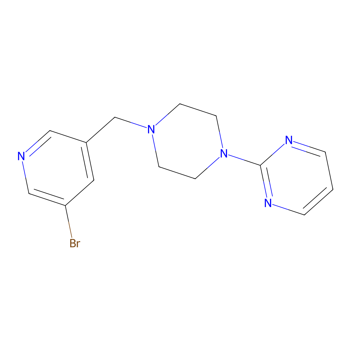 2-{4-[(5-Bromopyridin-3-yl)methyl]piperazin-1-yl}pyrimidine molecular structure, CAS 1710632-61-3