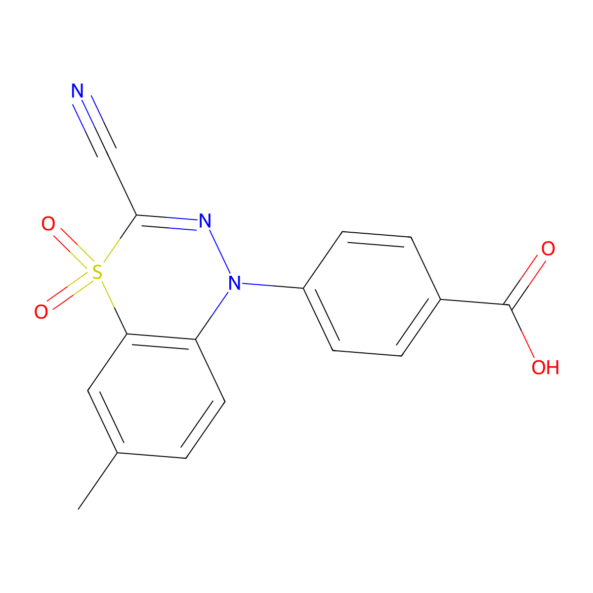 4-(3-cyano-6-methyl-4,4-dioxido-1H-4,1,2-benzothiadiazin-1-yl)benzoic acid molecular structure, CAS 1710661-66-7