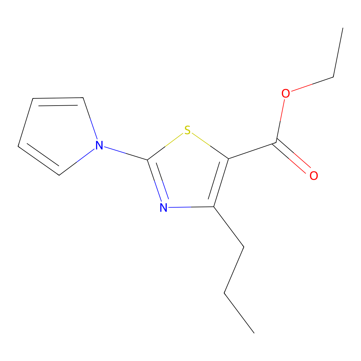 ethyl 4-propyl-2-(1H-pyrrol-1-yl)-1,3-thiazole-5-carboxylate molecular structure, CAS 1710661-68-9