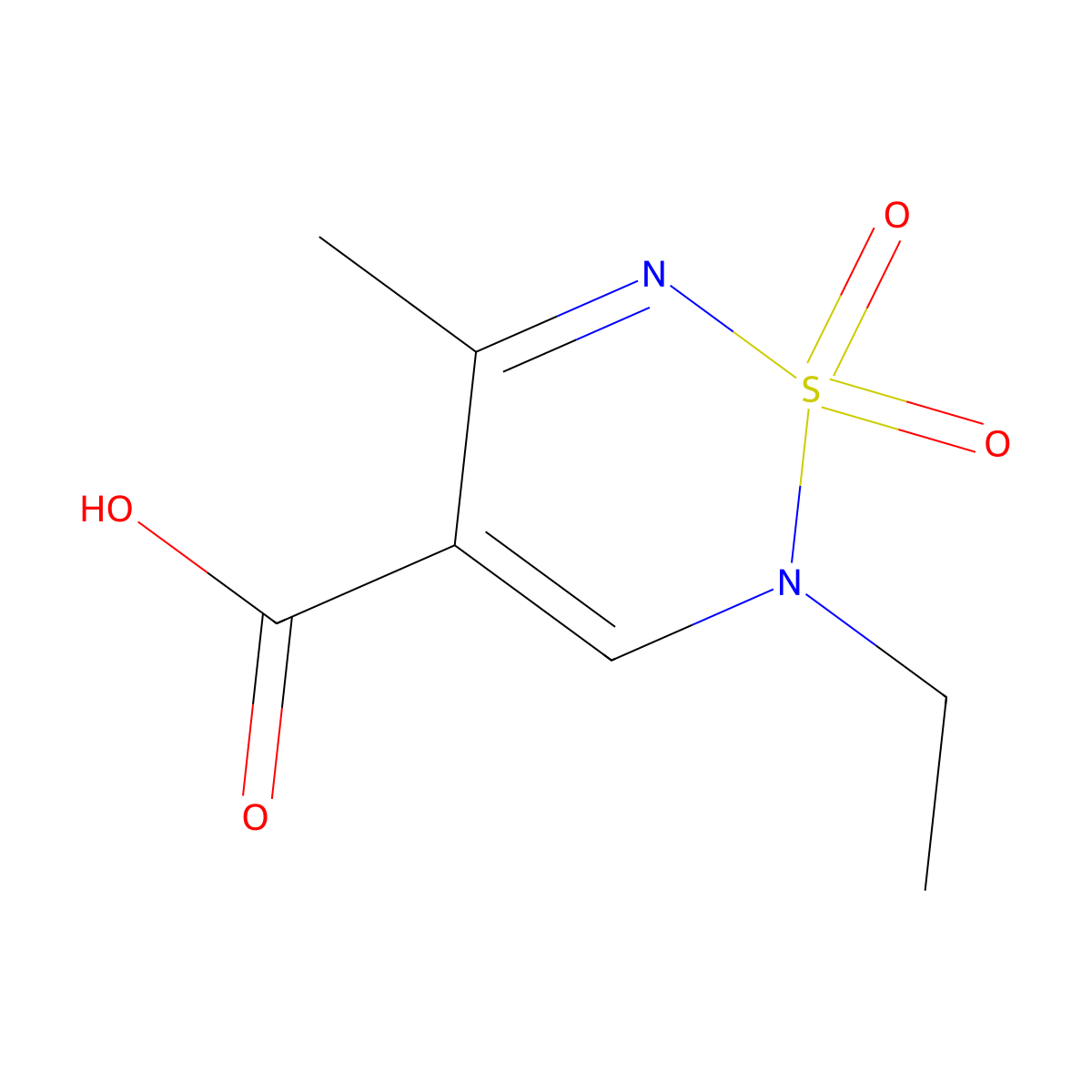 2-ethyl-5-methyl-2H-1,2,6-thiadiazine-4-carboxylic acid 1,1-dioxide molecular structure, CAS 1710661-70-3