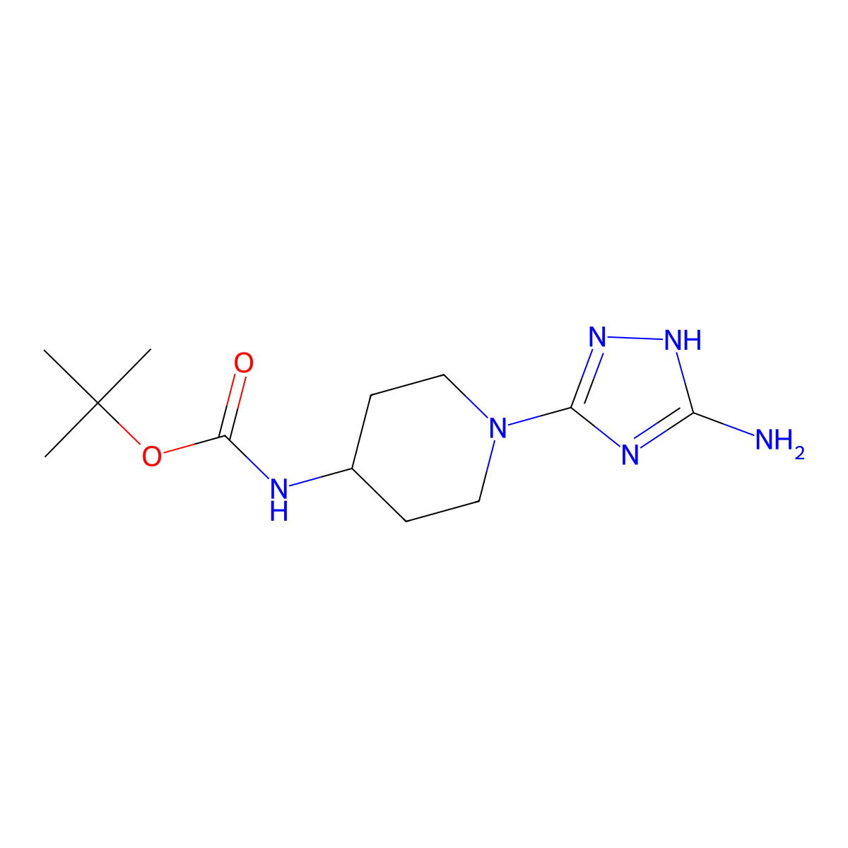 tert-butyl N-[1-(5-amino-1H-1,2,4-triazol-3-yl)piperidin-4-yl]carbamate molecular structure, CAS 1710674-46-6