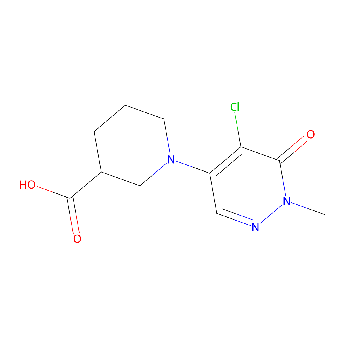 1-(5-Chloro-1-methyl-6-oxo-1,6-dihydropyridazin-4-yl)piperidine-3-carboxylic acid molecular structure, CAS 1710674-50-2