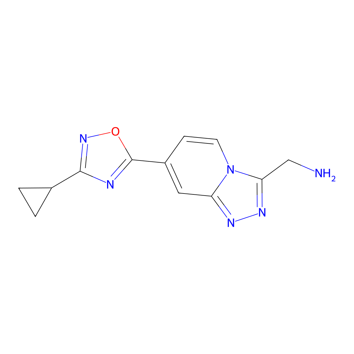 (7-(3-Cyclopropyl-1,2,4-oxadiazol-5-yl)-[1,2,4]triazolo[4,3-a]pyridin-3-yl)methanamine molecular structure, CAS 1710674-66-0