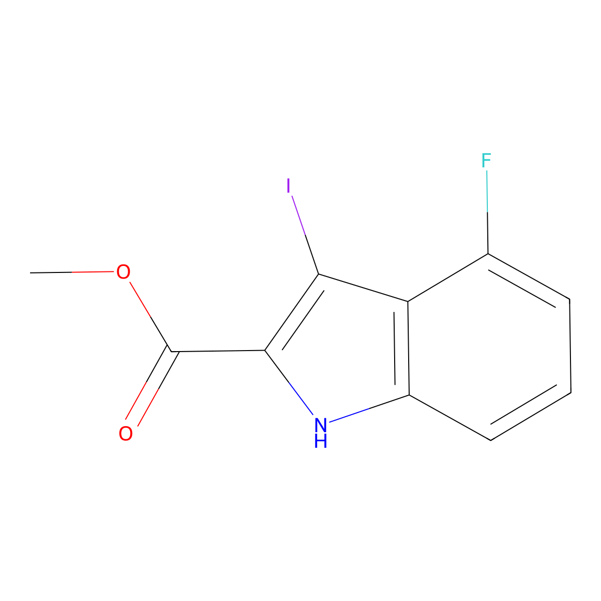 Methyl 4-fluoro-3-iodo-1H-indole-2-carboxylate molecular structure, CAS 1710695-41-2