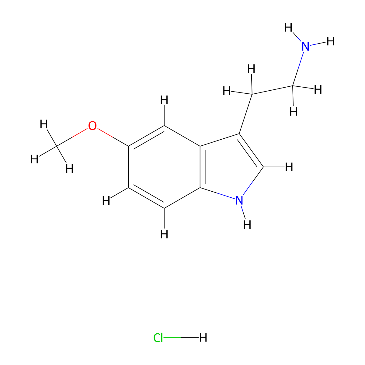 1H-Indole-3-ethanamine, 5-methoxy-, hydrochloride (1:?) molecular structure, CAS 17107-33-4