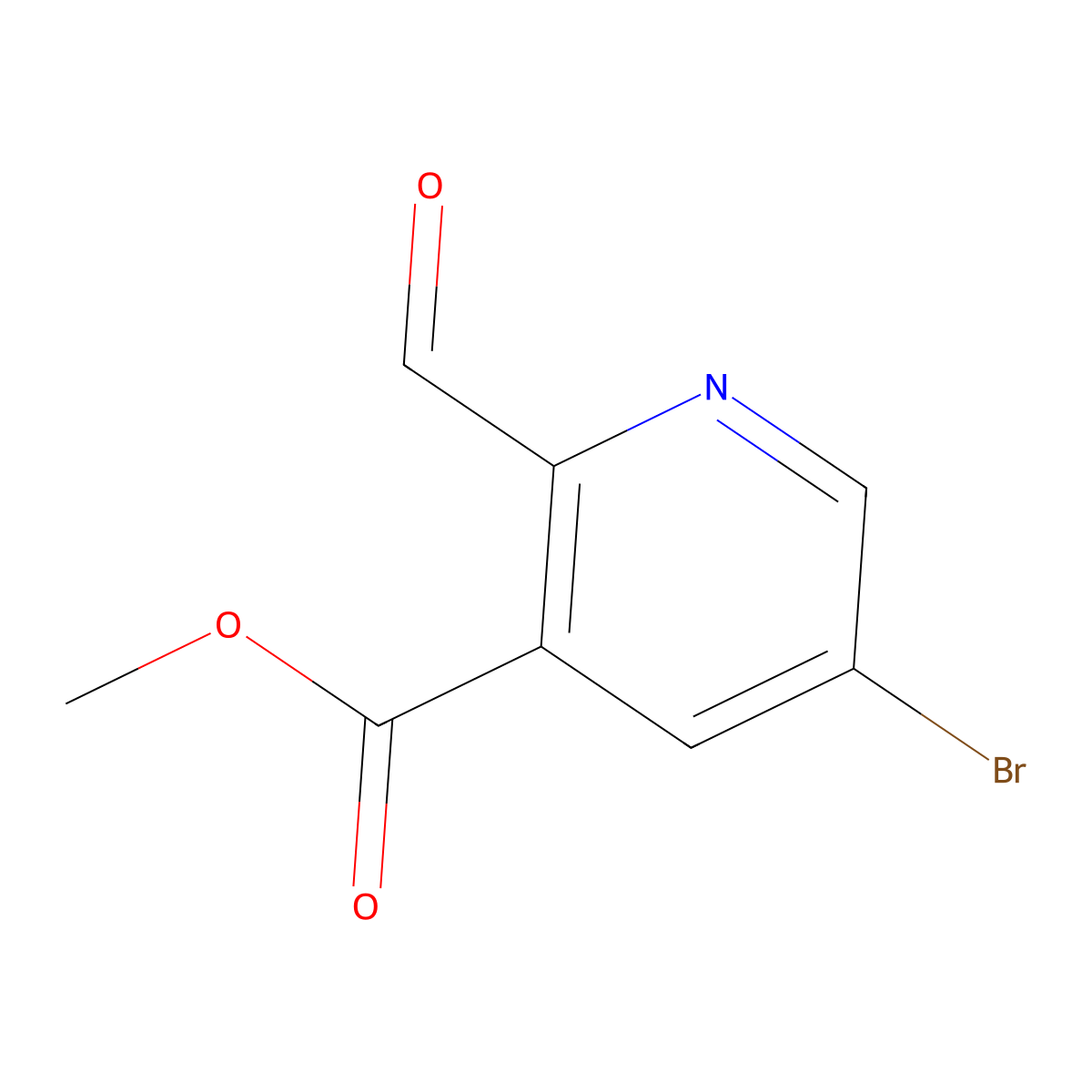 Methyl 5-bromo-2-formylpyridine-3-carboxylate molecular structure, CAS 1710703-03-9