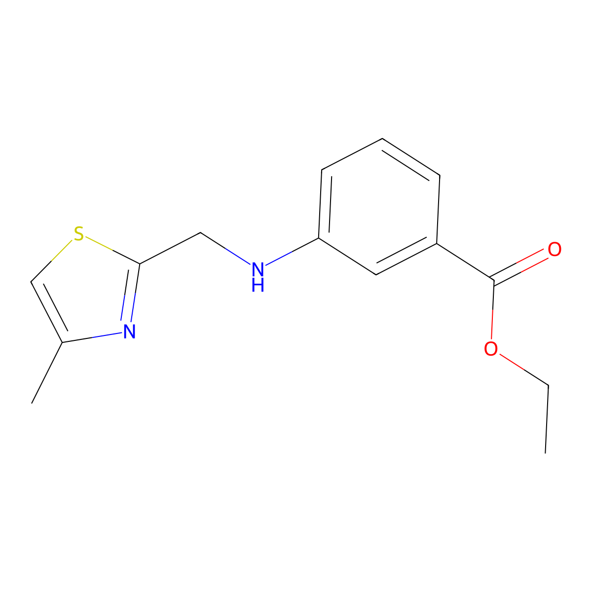 Ethyl 3-{[(4-methyl-1,3-thiazol-2-yl)methyl]amino}benzoate molecular structure, CAS 1710734-31-8
