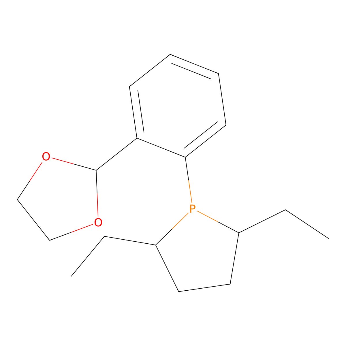 (2R,5R)-1-(2-(1,3-dioxolan-2-yl)phenyl)-2,5-diethylphospholane molecular structure, CAS 1710765-27-7