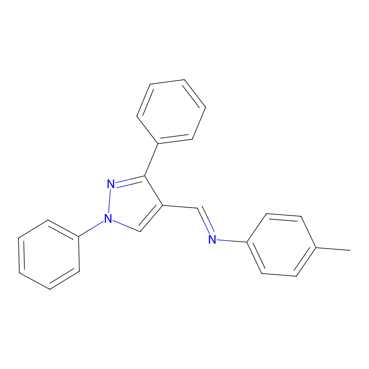 (1,3-Diphenyl-1H-pyrazol-4-ylmethylene)-p-tolyl-amine molecular structure, CAS 1710767-84-2