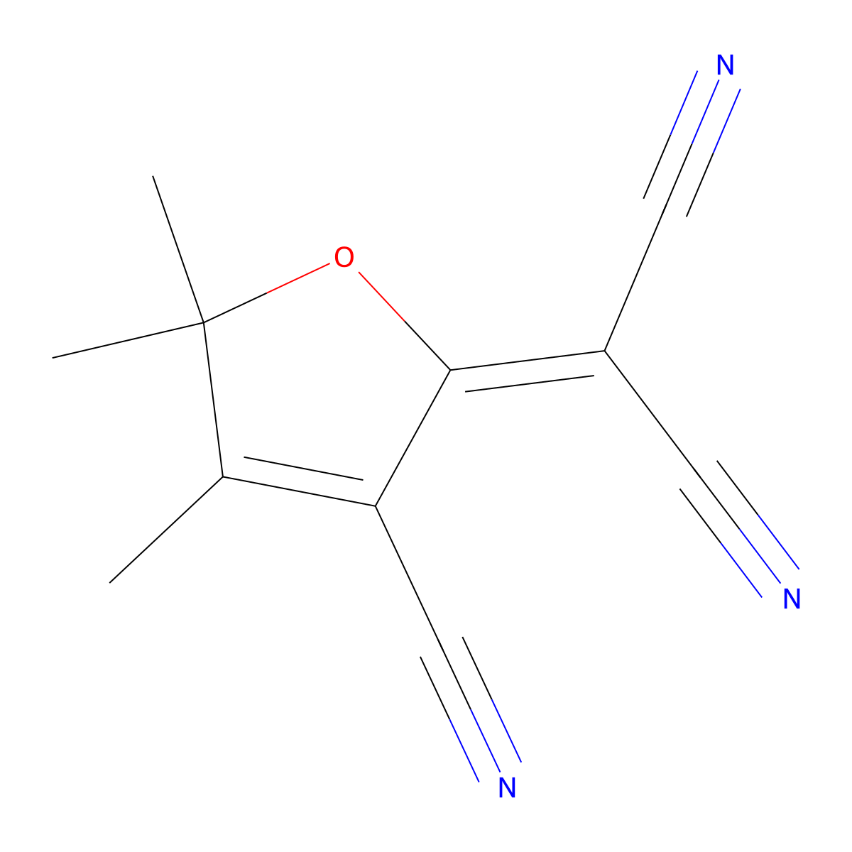 2-[3-Cyano-4,5,5-trimethylfuran-2(5H)-ylidene]malononitrile molecular structure, CAS 171082-32-9
