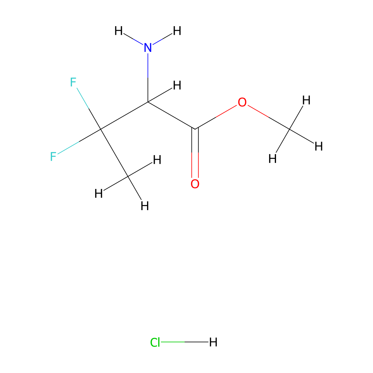 Methyl 2-amino-3,3-difluorobutanoate hydrochloride molecular structure, CAS 171083-44-6