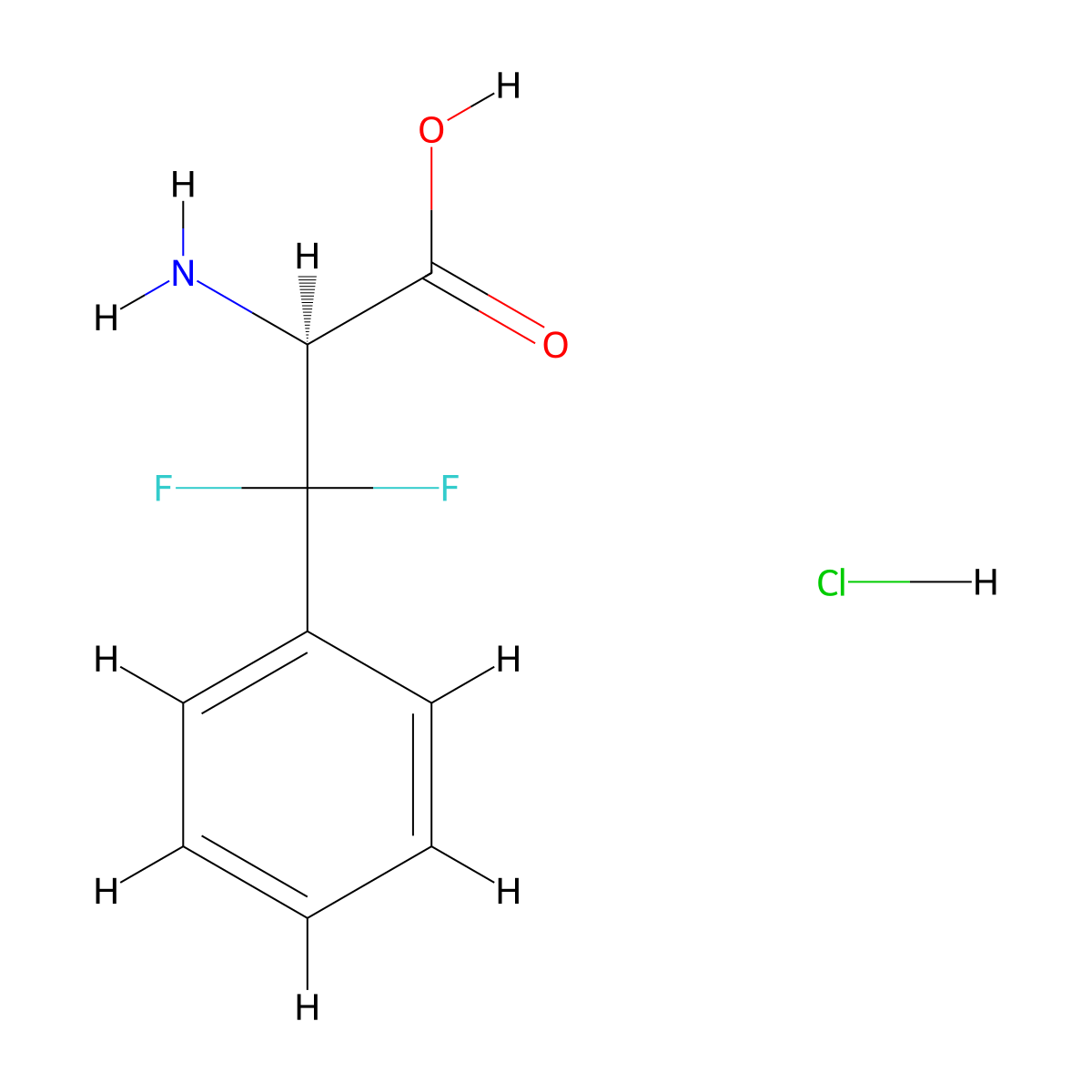 (2S)-2-amino-3,3-difluoro-3-phenylpropanoic acid hydrochloride molecular structure, CAS 171083-48-0