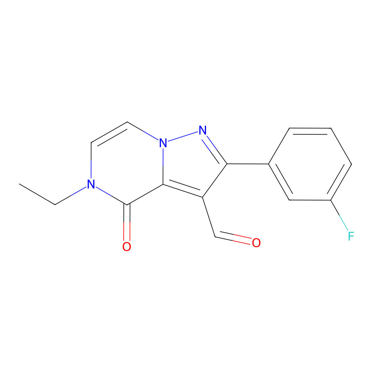 5-Ethyl-2-(3-fluorophenyl)-4-oxo-4,5-dihydropyrazolo[1,5-a]pyrazine-3-carbaldehyde molecular structure, CAS 1710833-93-4
