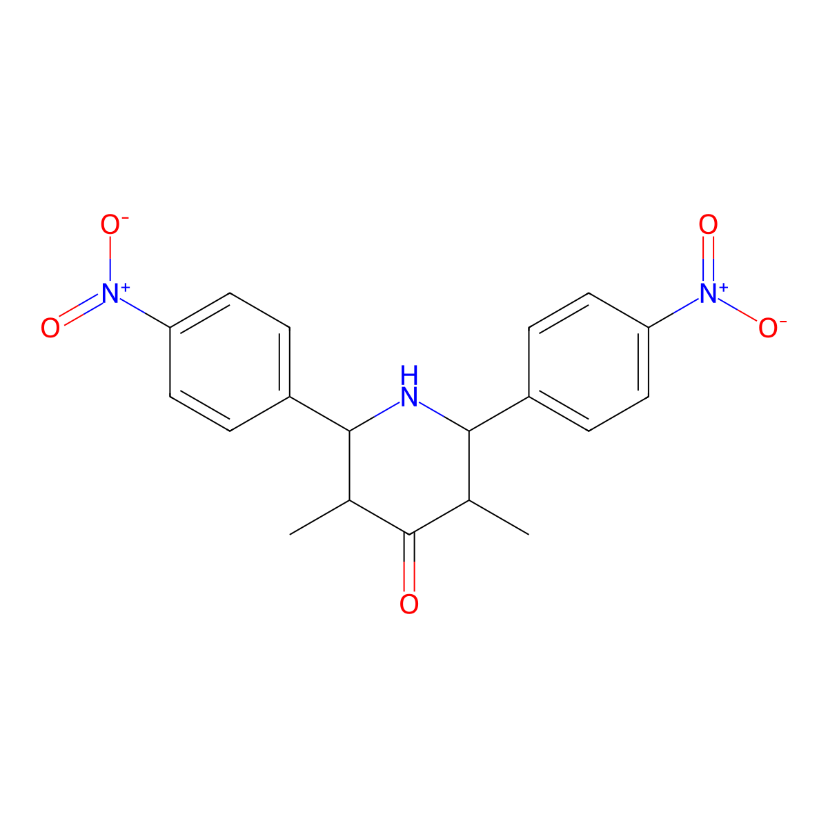 3,5-Dimethyl-2,6-bis(4-nitrophenyl)piperidin-4-one molecular structure, CAS 171084-96-1