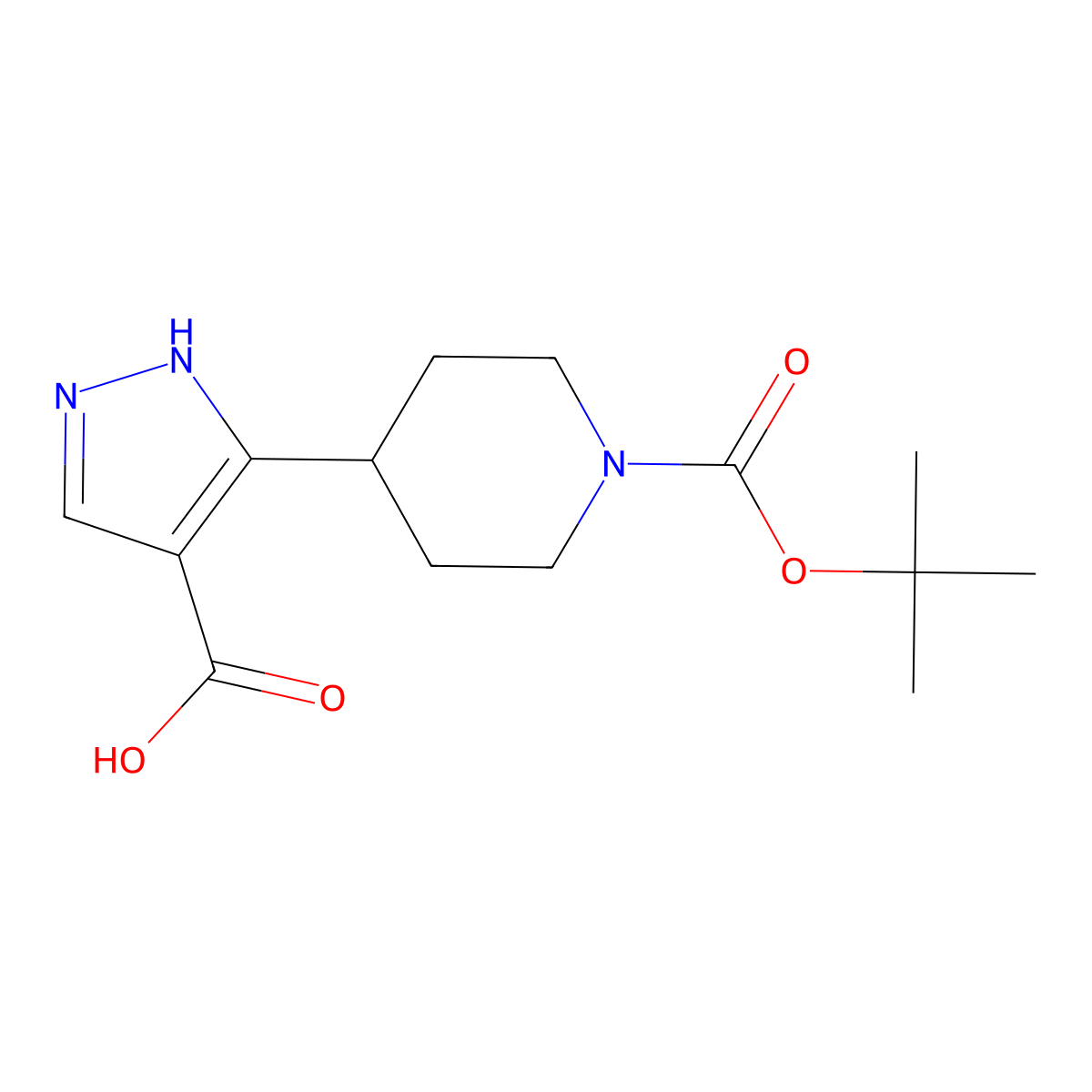 3-{1-[(tert-butoxy)carbonyl]piperidin-4-yl}-1H-pyrazole-4-carboxylic acid molecular structure, CAS 1710845-21-8